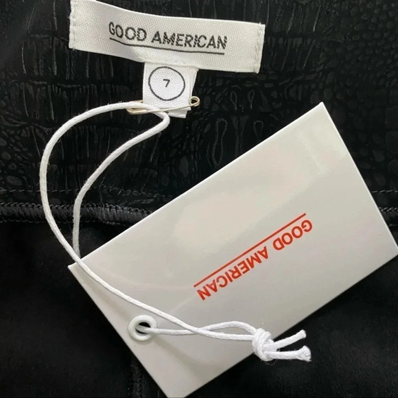 $179 NWT Good American The Croc Exec Pant Black High Waist Suede Plus Size 7 4XL - Picture 3 of 16